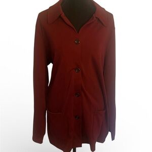 Lands End Womens Cardigan Button Front Pockets Size 1x Stretch 100% Cotton